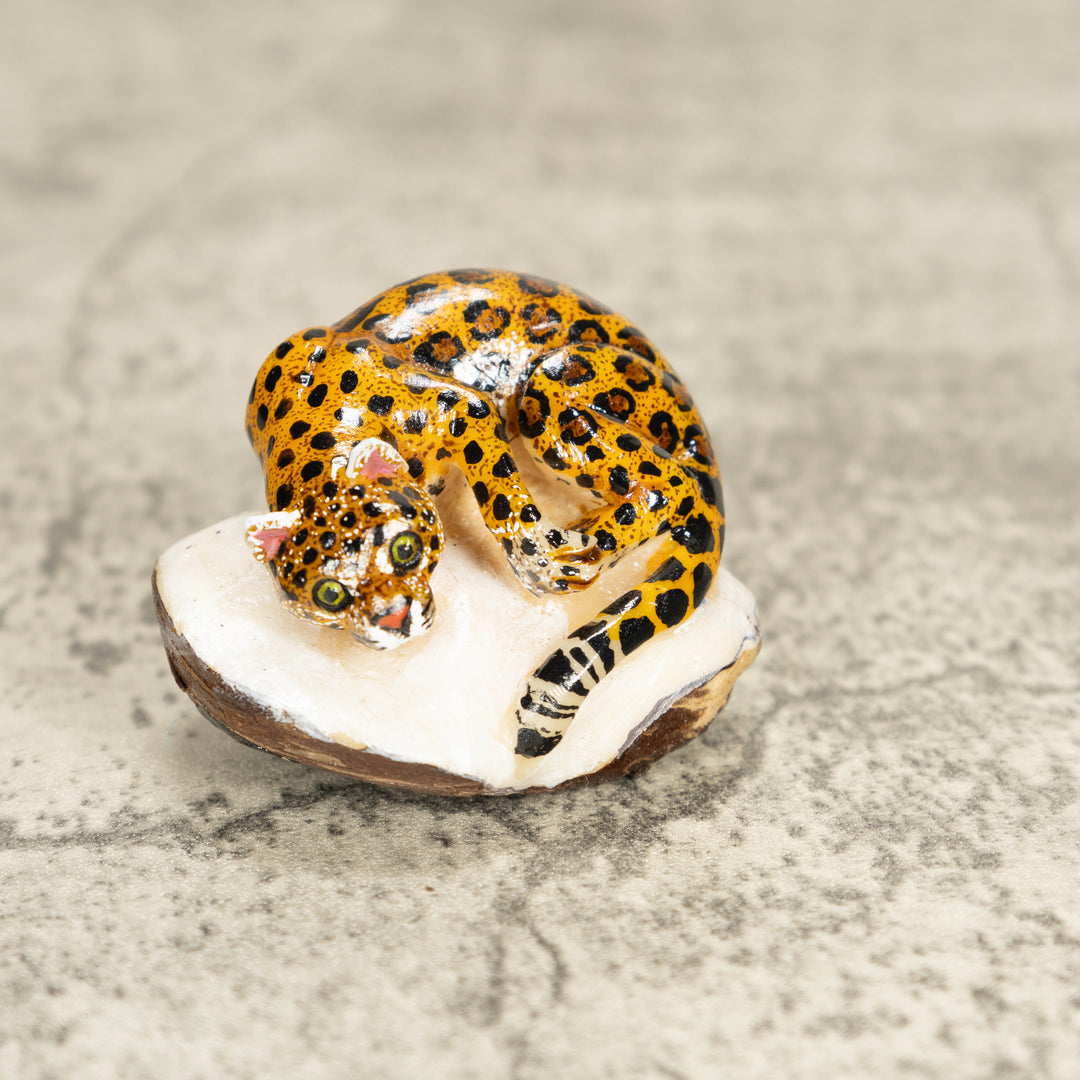 Jaguar Cat Tagua Nut Carving