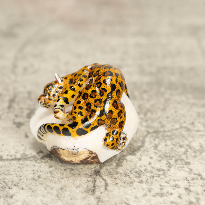 Jaguar Cat Tagua Nut Carving