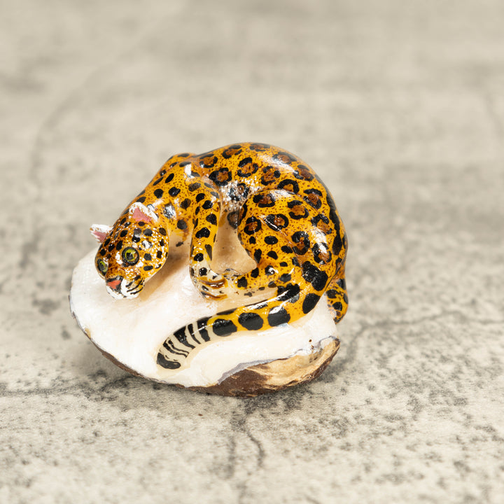 Jaguar Cat Tagua Nut Carving