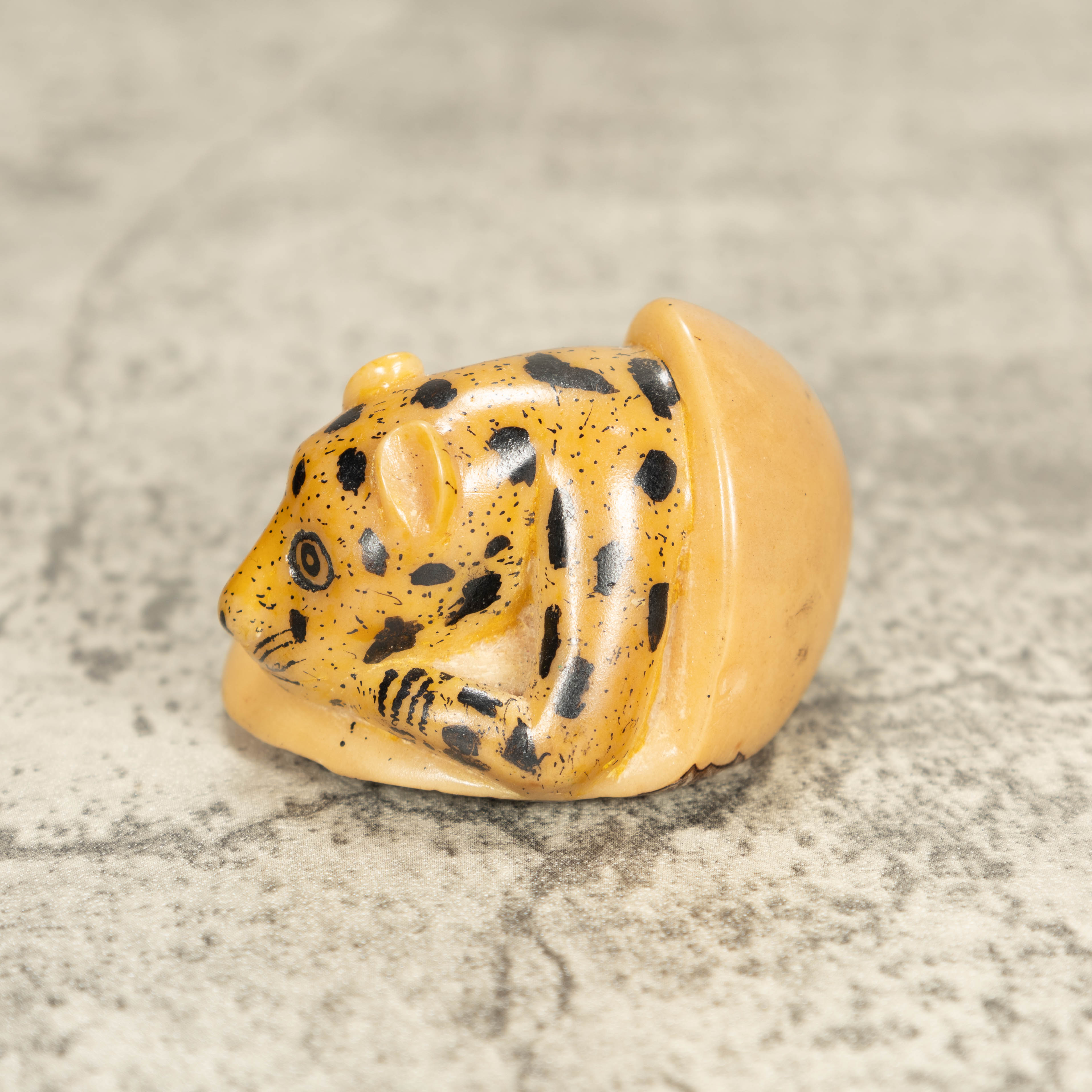 Vintage Jaguar Cat Tagua Nut Carving