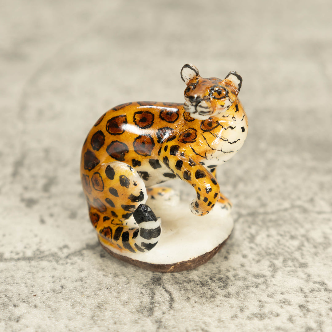 Jaguar Cat Tagua Nut Carving
