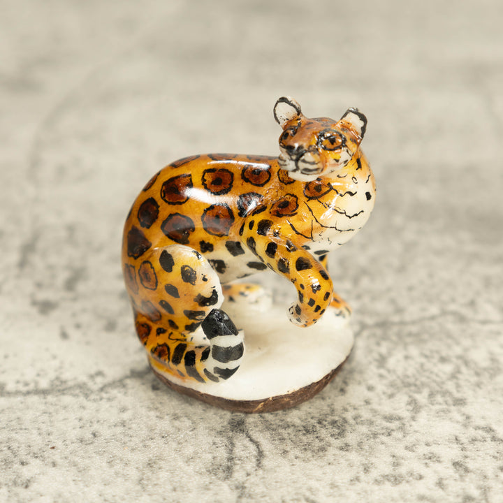 Jaguar Cat Tagua Nut Carving