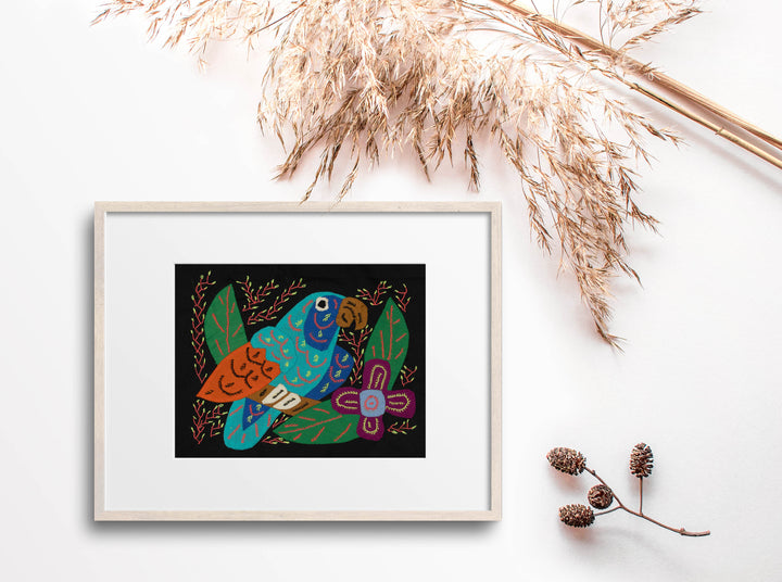 Multi-Color Parrot Bird Blue And Orange Molita