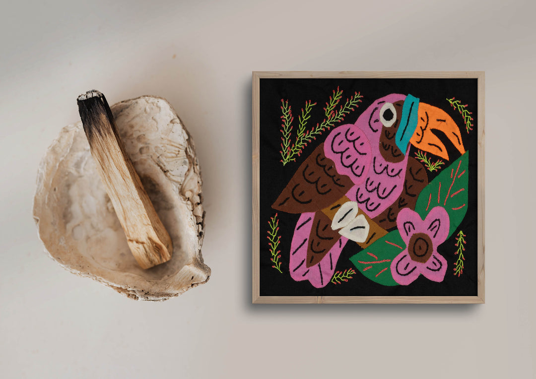 Multi-Color Toucan Bird Pink And Brown Molita