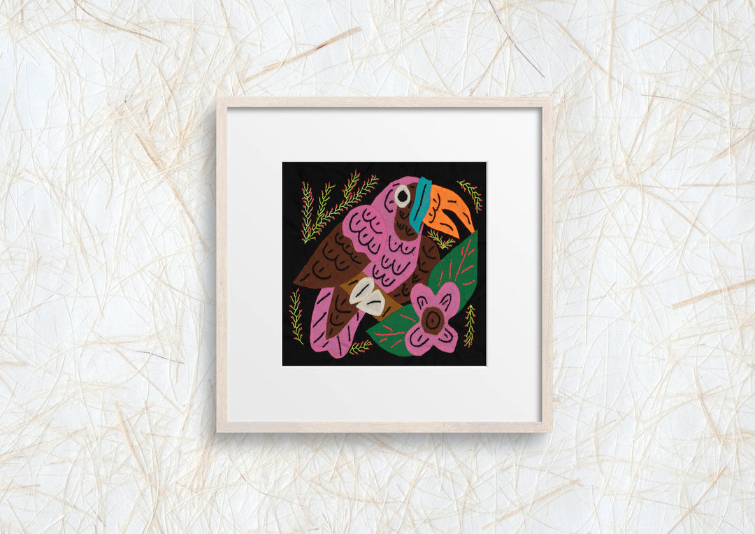 Multi-Color Toucan Bird Pink And Brown Molita