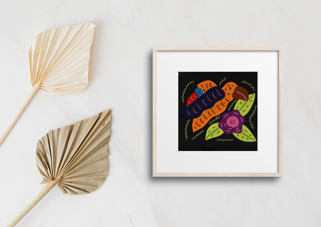 Multi-Color Parrot Bird Navy And Orange Molita