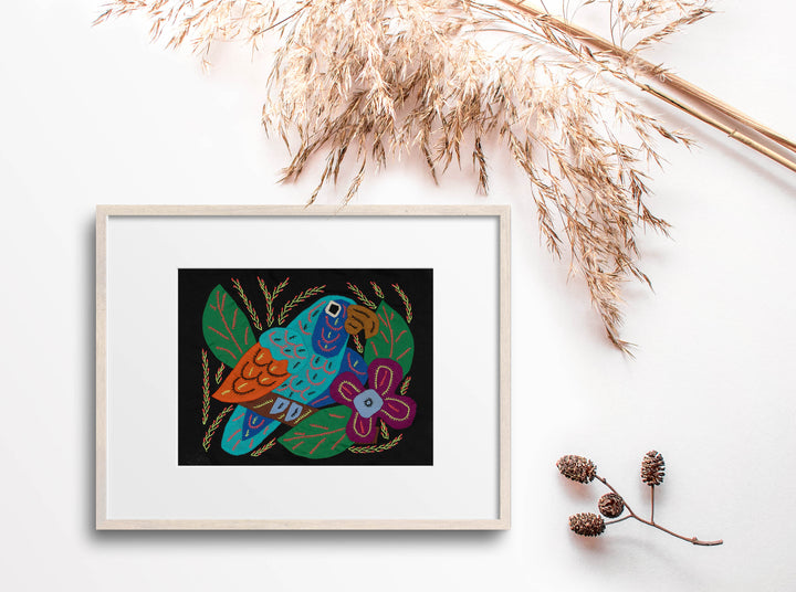 Multi-Color Parrot Bird Blue And Orange Molita