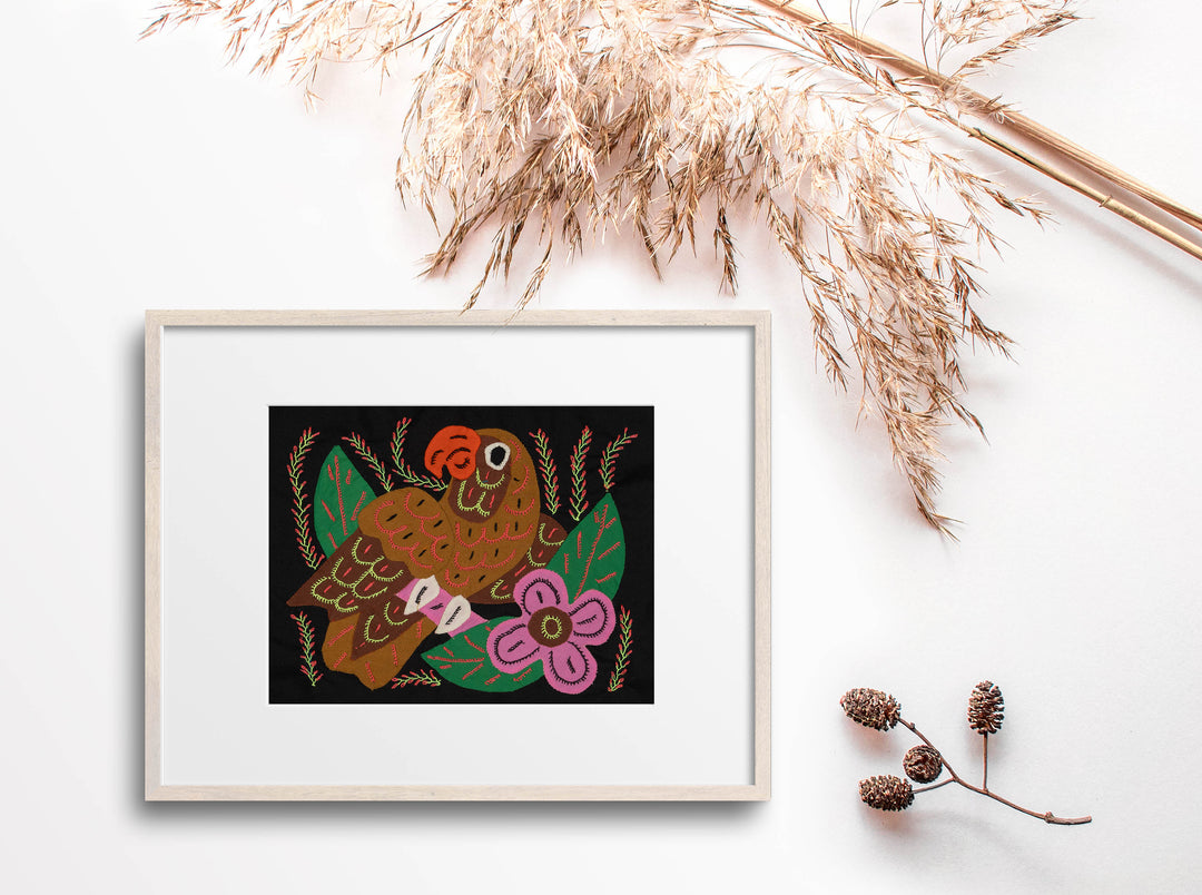 Multi-Color Parrot Bird Pink And Brown Molita