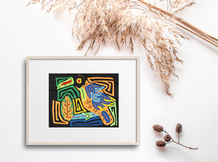 Multicolor Orange Blue And Black Bird Molita