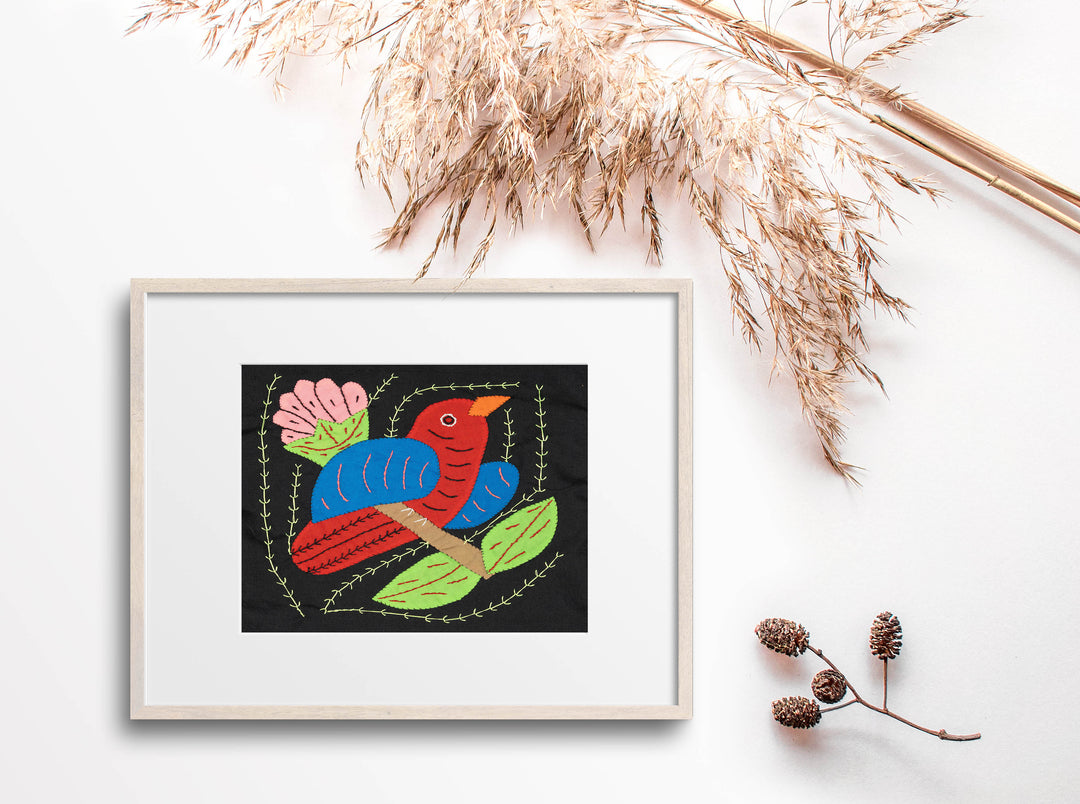 Multicolor Red Blue And Pink Bird Molita