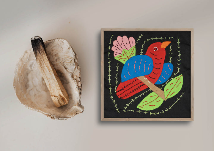 Multicolor Red Blue And Pink Bird Molita