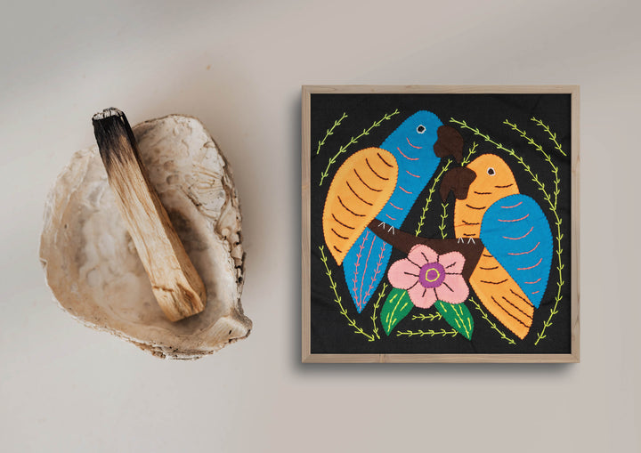 Multicolor Orange And Blue Two Bird Molita