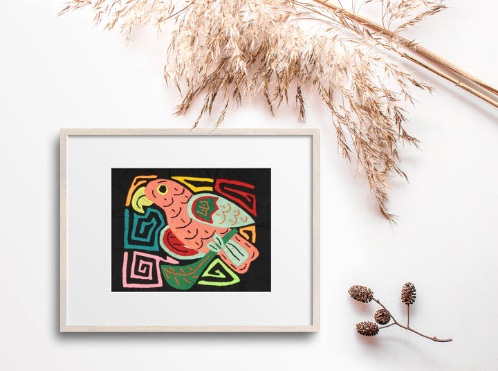 Multicolor Orange And Aqua Bird Molita