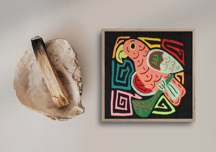 Multicolor Orange And Aqua Bird Molita