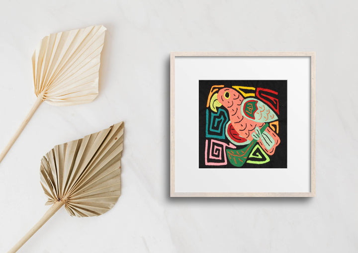 Multicolor Orange And Aqua Bird Molita