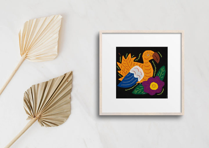 Multi-Color Parrot Bird Gold And Blue Molita