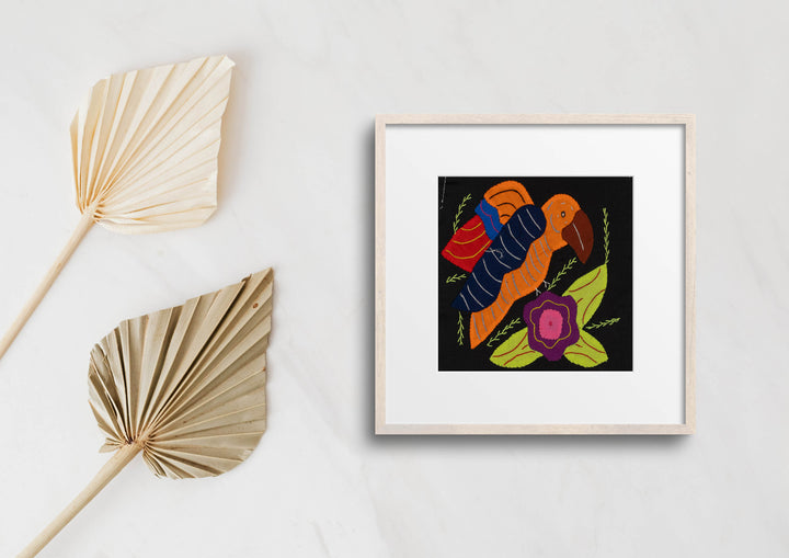 Multi-Color Parrot Bird Orange And Navy Molita