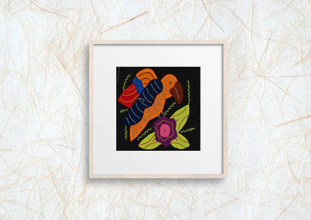 Multi-Color Parrot Bird Orange And Navy Molita