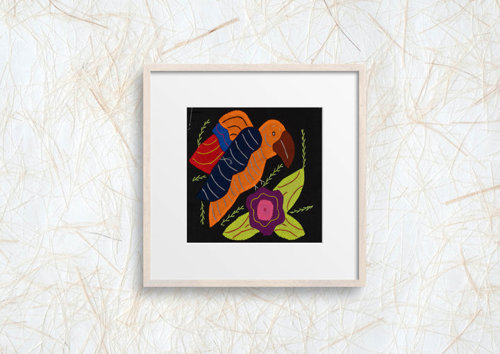 Multi-Color Parrot Bird Orange And Navy Molita