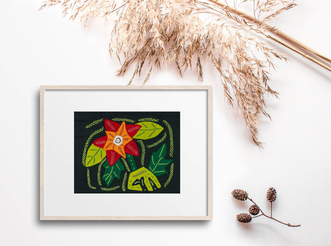 Multi-Color Floral Flower Red And Green Molita