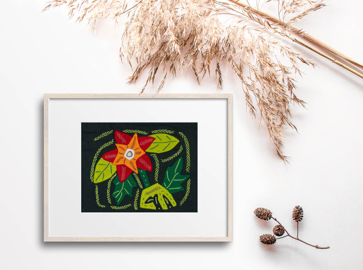 Multi-Color Floral Flower Red And Green Molita