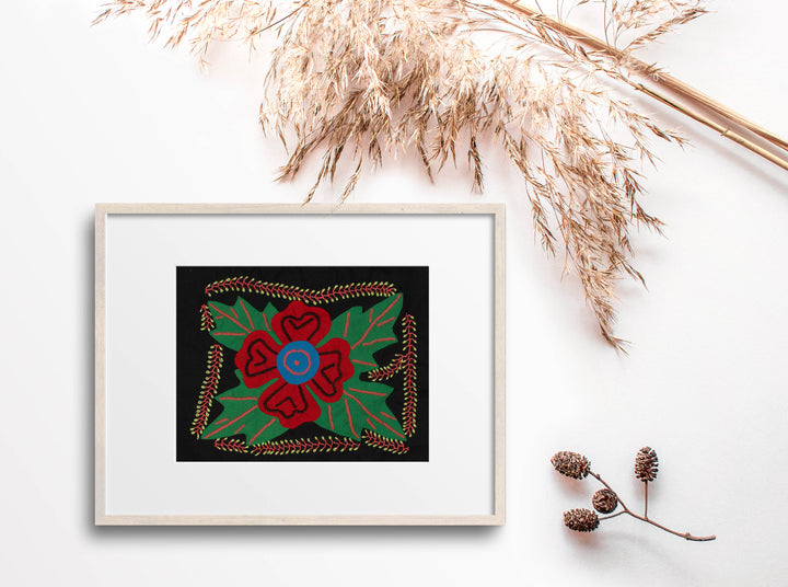 Multi-Color Floral Flower Red And Green Molita