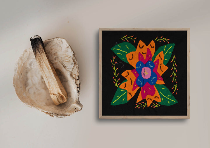 Multi-Color Floral Flower Orange And Blue Molita