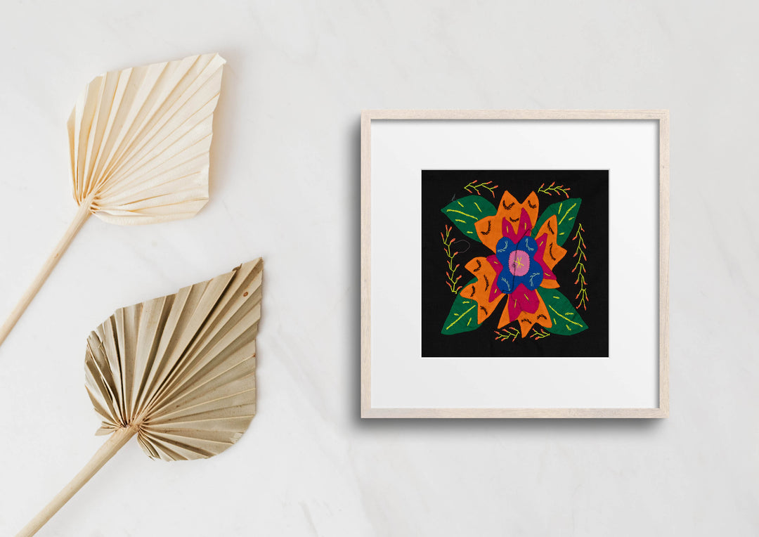 Multi-Color Floral Flower Orange And Blue Molita