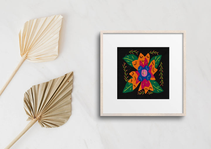 Multi-Color Floral Flower Orange And Blue Molita
