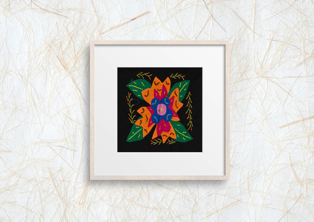 Multi-Color Floral Flower Orange And Blue Molita