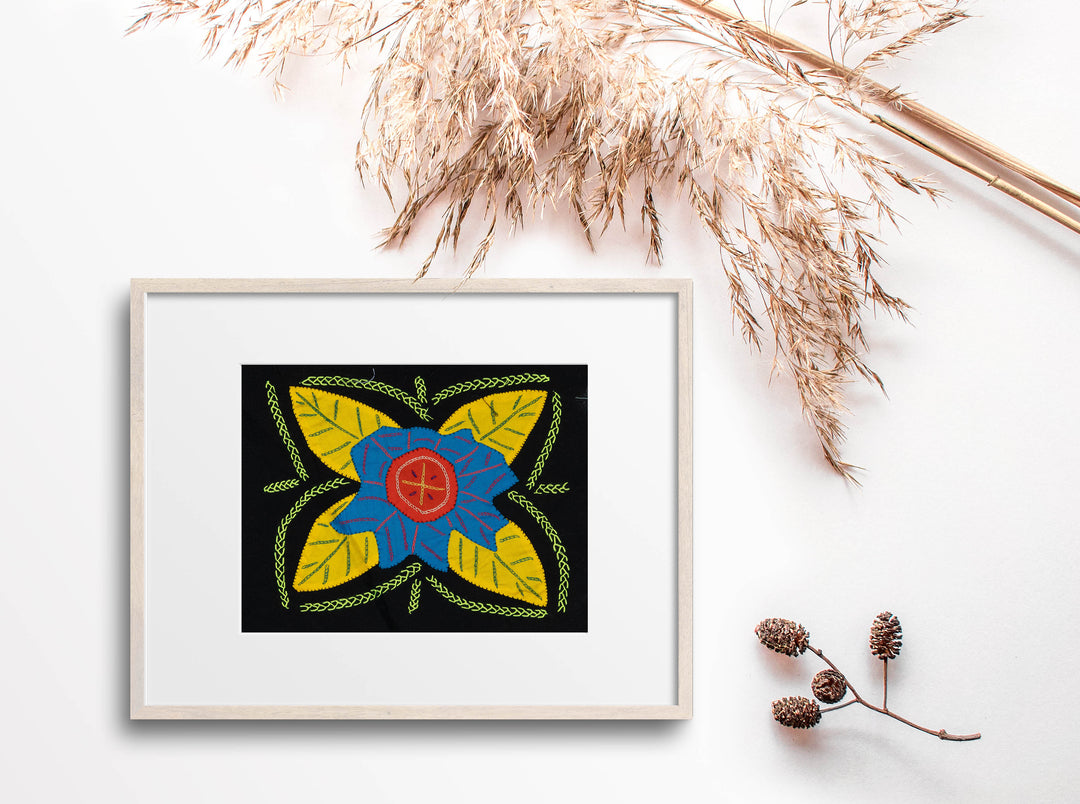 Multi-Color Floral Flower Blue And Yellow Molita