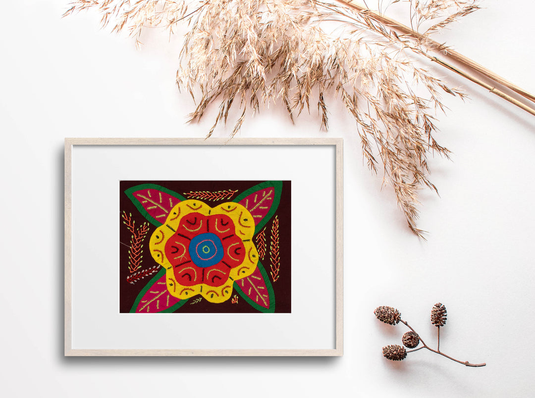 Multi-Color Floral Flower Red And Yellow Molita