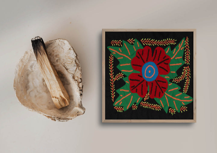 Multi-Color Floral Flower Green And Red Molita