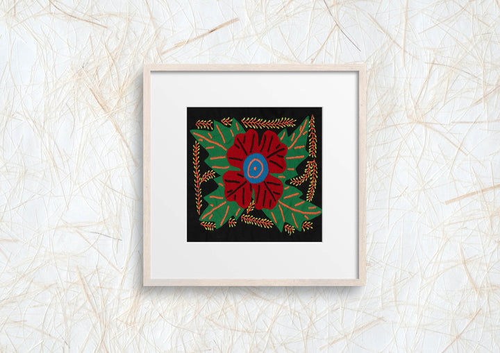 Multi-Color Floral Flower Green And Red Molita