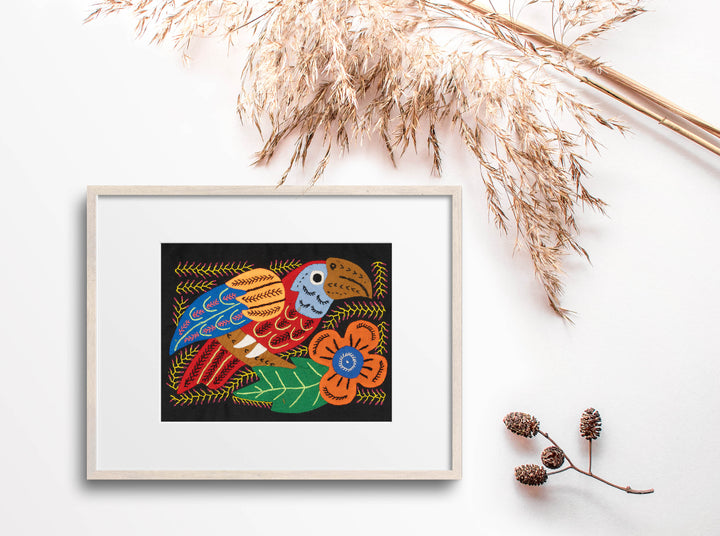 Multicolor Red Gold And Blue Bird Molita