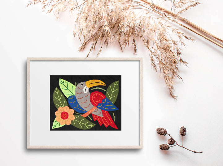 Multi-Color Bird Red And Gray Molita