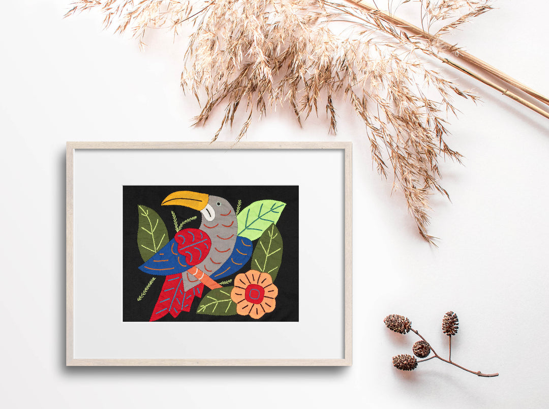 Multi-Color Toucan Bird Red And Gray Molita