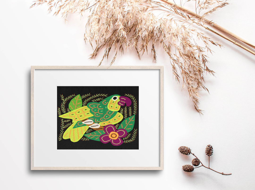 Multi-Color Parrot Bird Green And Purple Molita