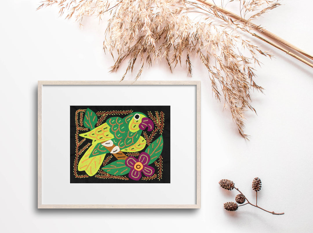 Multi-Color Parrot Bird Green And Purple Molita