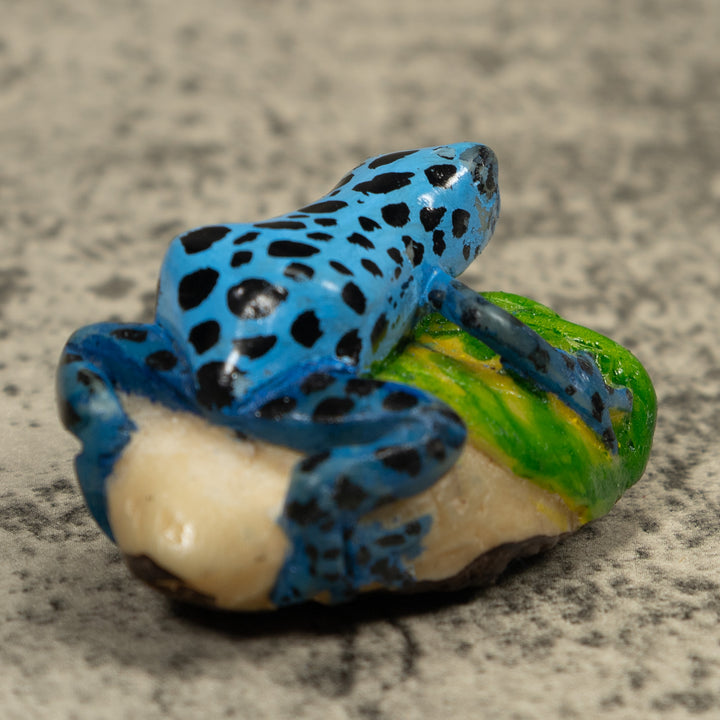 Black And Blue Frog Tagua Carving