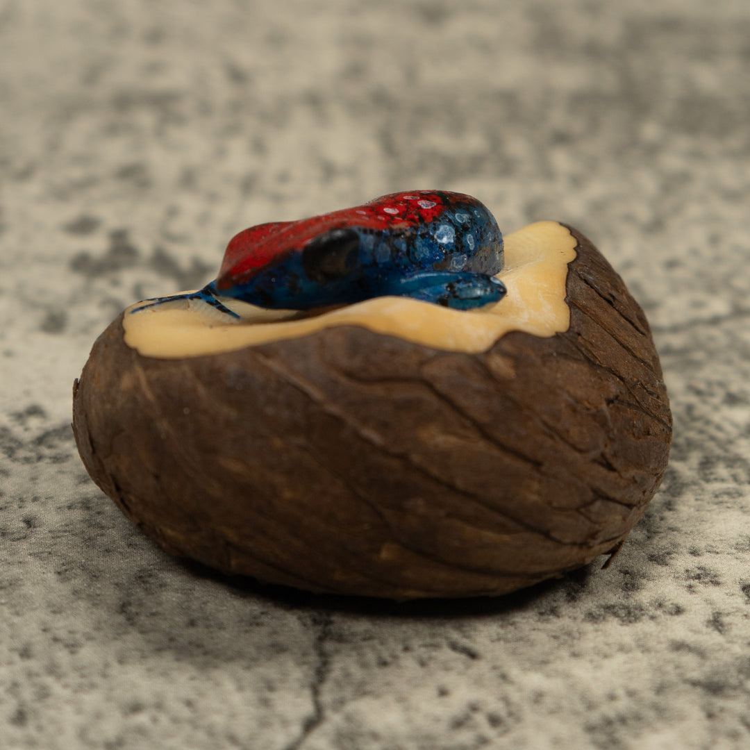 Red And Blue Frog Tagua Carving