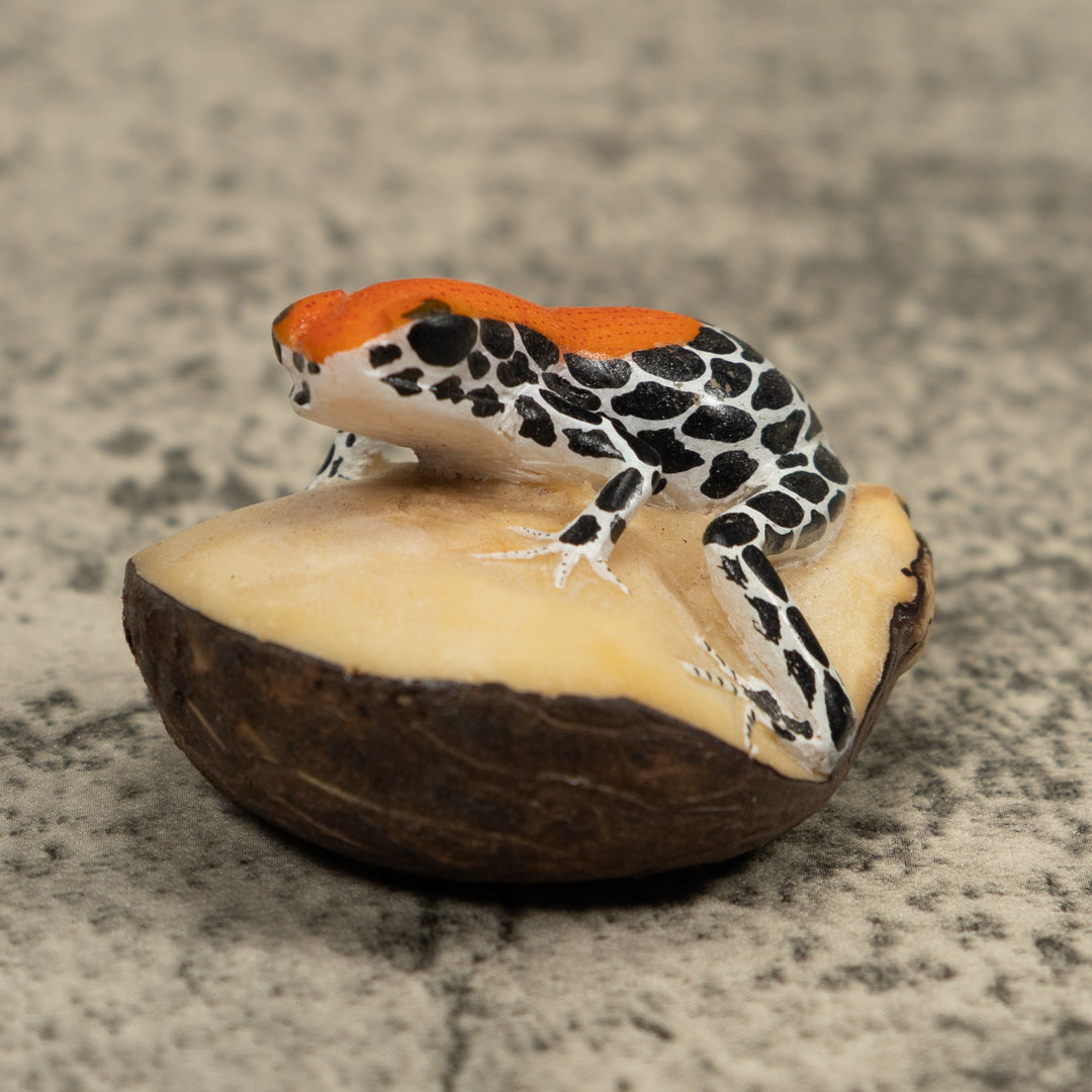 Red And Blue Frog Tagua Carving