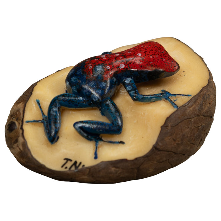 Red And Blue Frog Tagua Carving