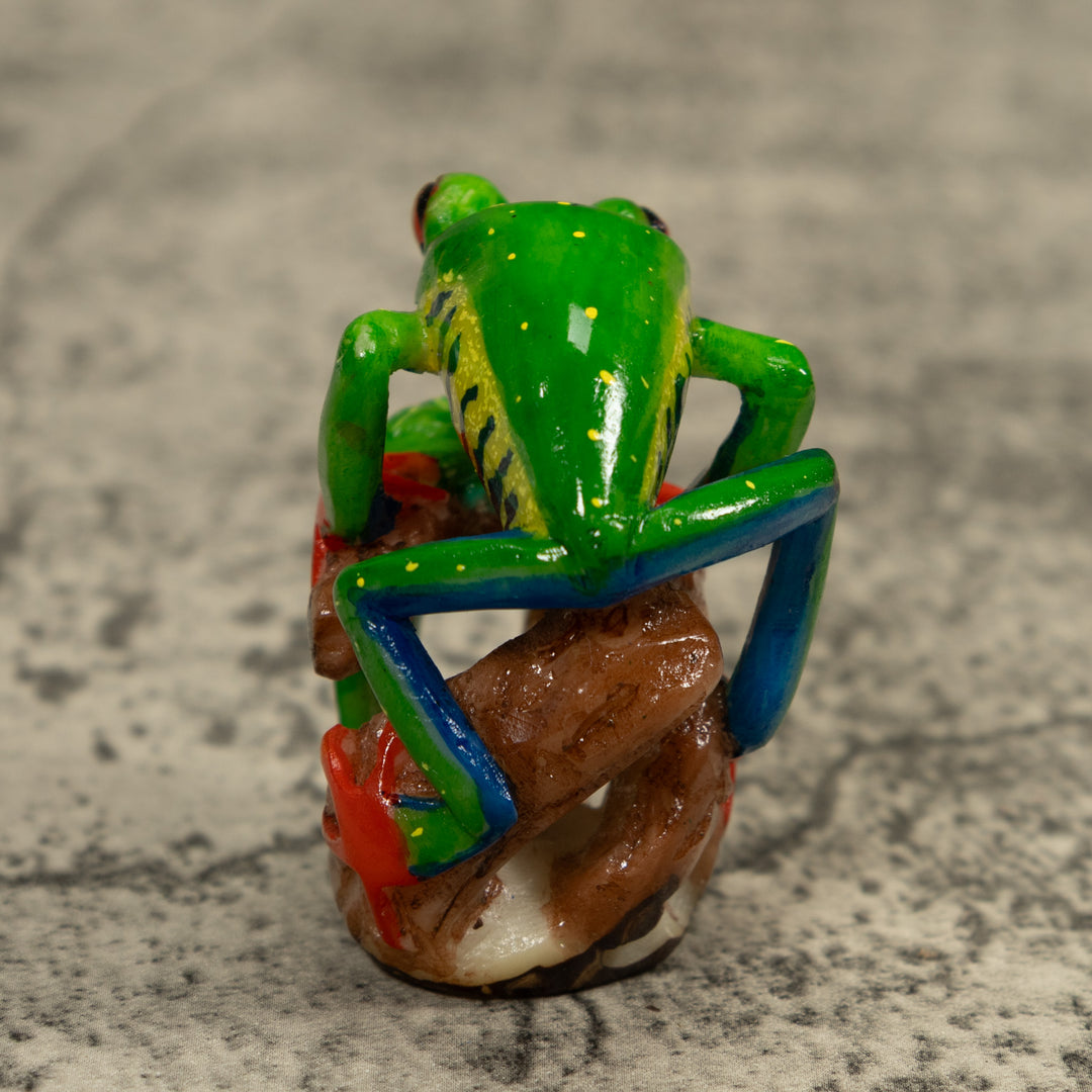 Green Yellow And Red Tree Frog Tagua Carving