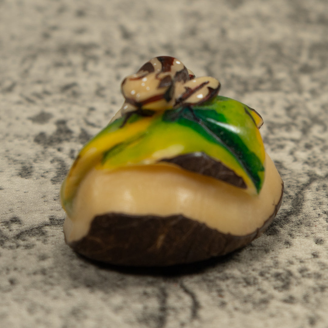 Brown And Cream Frog Tagua Carving