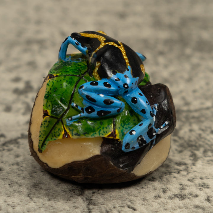 Blue Black And yellow Poison Dart Frog Tagua Carving