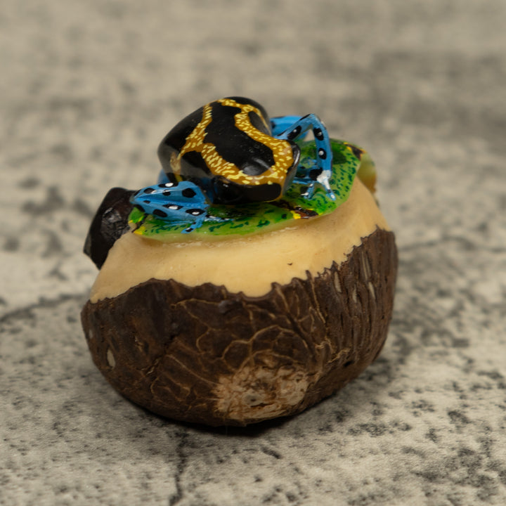 Blue Black And yellow Poison Dart Frog Tagua Carving