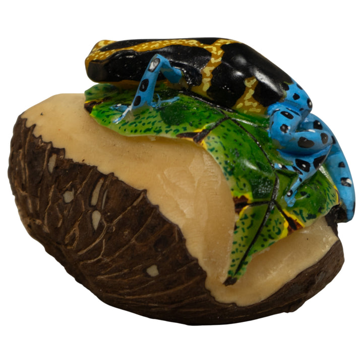 Blue Black And yellow Poison Dart Frog Tagua Carving