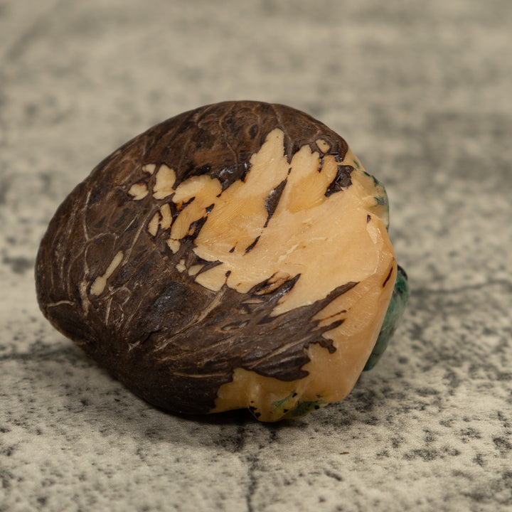 Vintage Black And Green Frog Tagua Carving