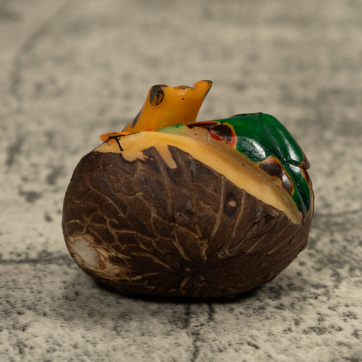 Gold And Black Frog Tagua Carving